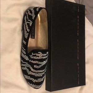 Steven Madee flats, black & silver rhinestones